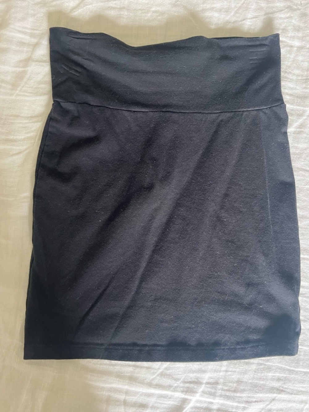 Charlotte Russe Black Strapless Fold-Over Mini Skirt